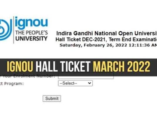 IGNOU Hall Ticket December 2021 Term End Exams