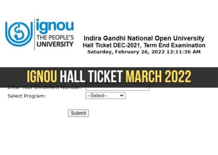 IGNOU Hall Ticket December 2021 Term End Exams